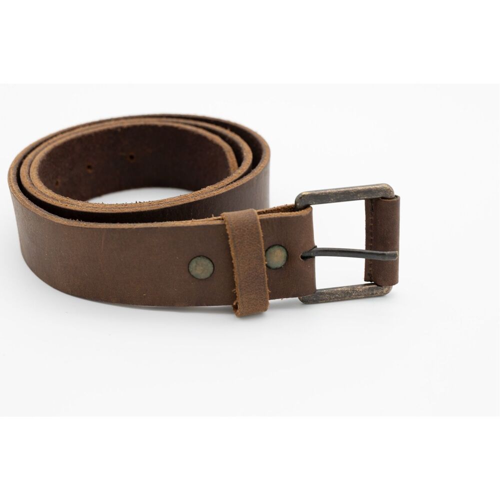 American Eagle Brown Leather Belt Solid Brass‎ Buckle Distressed 35”